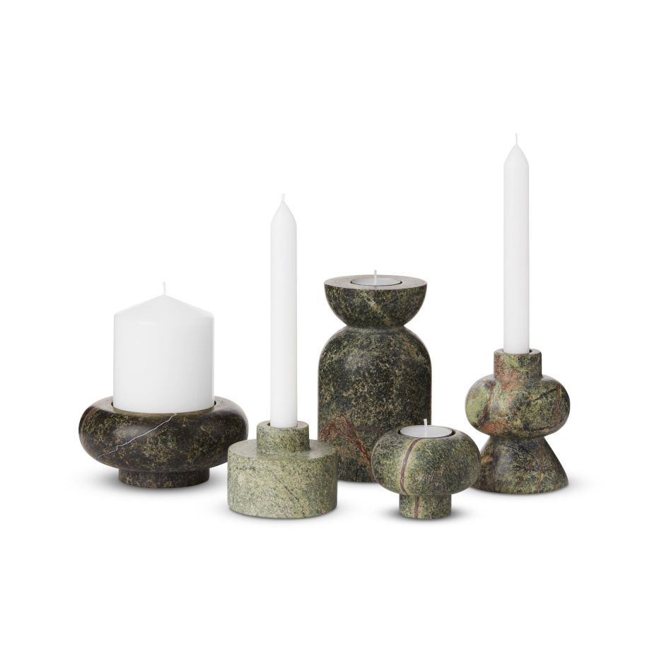 STONE STACKING CANDLEHOLDER GREEN